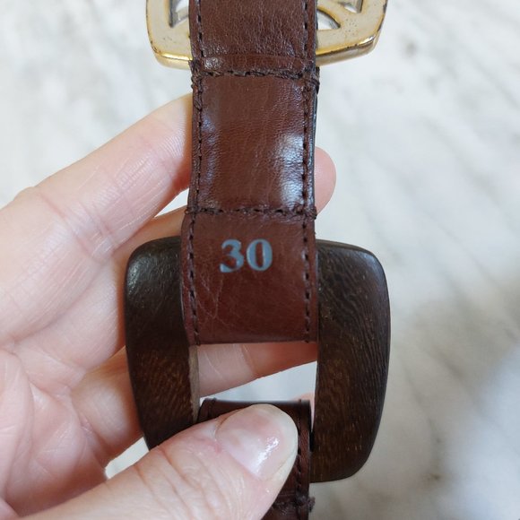 Brighton Women's Black Leather Coconut Shell Buckle Belt small/30" length - Picture 6 of 7